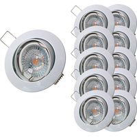 Lot de 10 Spot led ronde blanc orientable 38° blanc chaud
