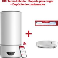 Aerotermia, Ariston, Lydos Hybrid Wifi 100L + Depósito de Condensados + Soporte de pared Instafix, Clase Energetica A