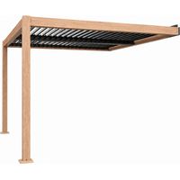 Pergola bioclimatique 3x3m adossée effet bois SIFNOS