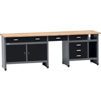 Kupper – Établi 12289 – Largeur 240 cm – 6 tiroirs – Charge maximale 300 kg – Plateau en hêtre massif 30 mm – Pour ateliers et garages