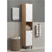 Armoire haute avec deux portes - TRENDTEAM - Série Touch - Blanc/Brun - 36 cm de long