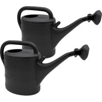 Kunststoff Gießkanne 10 Liter anthrazit - 2er Set - Gartengießkanne mit abnehmbarer Brause -Kanne für Haus und Garten zur Bewässerung für Pflanzen