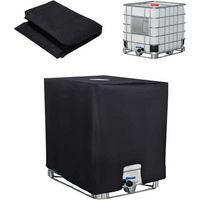 Bache pour Cuve 1000L IBC, Bache de Reservoir d'eau, Anti-UV Anti-Poussière Recuperateur d Eau de Pluie Bouchon, Bâche de Protection Container Cuve IBC Réservoir, 116 x 100 x 120 cm, Noir