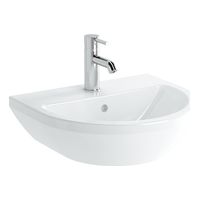 Vitra Waschtisch Integra 495 x 430 mm rund Hahnloch Überlauf Weiß Hochglanz