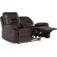 Beliani – Canapé 2 places convertible en cuir PU marron – Dossier réglable et repose-pied – Confort optimal pour salon moderne
