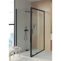 BATHME LONDON-3 Mampara Ducha Lateral Fijo+Frontal Corredera Negro Transparente - Medida: 83-85x163-165 cm - ref: BVF2NRF085X165