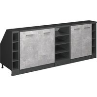 Küchenschrank für Dachschrägen R-Line, Beton, 210 cm 5er Set Schrankkorpuss 60 cm Tiefe, Vicco