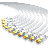 Primewire 10x LAN-Kabel CAT.7, RJ-45 (Ethernet), CAT 7 Flachband U/FTP Gigabit Netzwerkkabel 10 Gbit/s Patchkabel - 0,25m