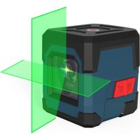 YMYNY Green laser level, self-leveling laser line 15 m ± 0.2 mm/m, horizontal and vertical green cross laser 1 m, shockproof, IP54 waterproof and dustproof, with protective bag and 2 x AA batteries