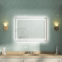 AVER-GROWTH 700x500mm Illuminated LED Bathroom Mirror with Demister Pad, Touch Switch, Memory Function, Horizontal/Vertical