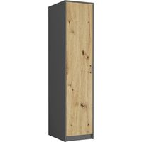 Schmaler Schrank mit Kleiderstange und Regal, Anthrazit Mix Artisan - 180 x 55 x 42 cm - Modern U42