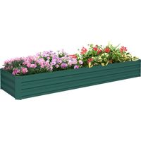 Jardinera Exterior Grande Rectangular de Acero Galvanizado Huerto Urbano con Base Abierta 240x60x30 cm Verde