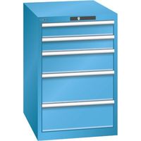 Lista Schubladenschrank, 5 Schubladen - BxTxH 564 x 724 x 850 mm, lichtblau