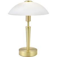 Desk lamp 1, 1 bulb, material: steel, wood, color: brown, walnut, glass: satin white, base: E14, including touch dimmer