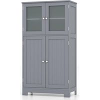 Costway – Meuble de rangement de salle de bain 4 portes – Etagères réglables – MDF imperméable – Design moderne – Dimensions 60 x 30 x 109 cm – Gris