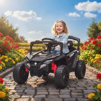 Voiture électrique 12 V pour enfants avec 2 moteurs, télécommande 2,4 GHz, suspension arrière, phares et musique - Noire
