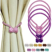 4er-Set magnetische Raffhalter für Gardinen – Raffhalter mit Drapierung – Moderne Seilclips – Handgestrickt – Für Kinderzimmer und Schlafzimmer – Rosa und Lila