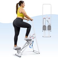 Stepper escalier pliable vertical, 2 niveaux de résistance, 3 positions de pédales ajustables, écran LCD, 136 kg, blanc, MERACH