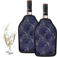 Rafraichisseur de Bouteille de Vin, 2 Pieces Reutilisable Wine Bottle Coolers, Isotherme pour Vin Champagne Biere Refroidisseur Bouteille Portable Housse pour Pique Nique Fete Cuisine Bar Maison