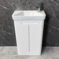 Bathroom Cloakroom Vanity Unit Modern Gloss White Ross 500mm with Ceramic Basin, Without Tap