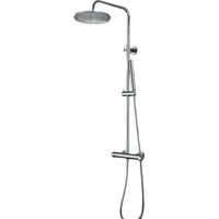Colonna Doccia Cromata con Miscelatore Meccanico e Deviatore Integrato, Soffione Acciaio Ø25 cm e Doccetta Stick