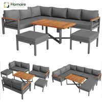 HOMAIRE Gartenlounge-Set für 7-8 Personen, wetterfest, moderne Sitz- und Essgruppe für Garten, Balkon und Terrasse mit verzinktem Eisen-Gestell