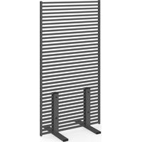 Paravent außen durchbrochene dekorative Klaustra 80 x 150 cm horizontale Jalousien Metall anthrazitgrau
