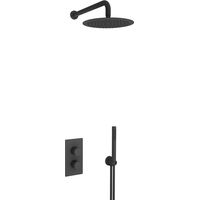 FugaFlow Eccelente Acces Ensemble de douche de tête encastré - thermostatique - bras mural - douche de tête 25cm - douchette à main sur barre -