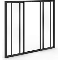 Idmarket – Verrière coulissante 4 vitrages 120 x 108 cm – Métal noir et verre trempé – Design industriel pour séparation de pièces