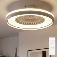 Ventilateur de plafond plafonnier plafonnier ventilateur lampe de salon, télécommande CCT minuterie 3 niveaux, 1x LED 32W 3000Lm blanc chaudblanc froid, DxH 60x20cm