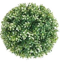 Arbuste artificiel HHG-652, boule de buis plante décorative boule de buis plante artificielle Buxus, Outdoor Ø 35cm, blanc