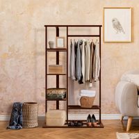 Appendiabiti in legno robusto con scala a 6 livelli e ripiano sospeso superiore