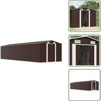 Abri de jardin Marron 257x990x181 cm Acier galvanisé - Abri De Jardin - Abri De Rangement - Abri Métallique - Outillage - Jardinage