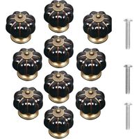 BEBUSINGOTO 10er-Set Vintage-Keramik-Türknöpfe im Kürbis-Design, Schwarz