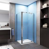 Biubiubath 1900mm Height Chrome 760mm Pivot Shower Door + 700mm Side Panel