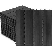 TolleTour Lot de 44 WPC Dalles de terrasse 4 lattes 4 m², 30 x 30 cm, Dalles clipsables Composite bois Anthracite
