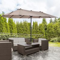 Outsunny Doppel-Gartenschirm, rechteckig, 4,6 m (L) x 2,7 m (B) x 2,4 m (H), mit Kurbelmechanismus zum Öffnen und Schließen, Stahlgestell, 180 g/m² Stoff, für Balkon und Pool, Braun