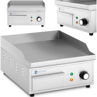 Royal Catering – Plancha électrique 2000 W – Surface lisse 35 x 38 cm – Thermostat automatique 50-300°C – Acier inoxydable et fonte