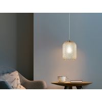 Pendelleuchte ASHFORD einflammig Kristall Glasschirm in Amber, Ø 15cm