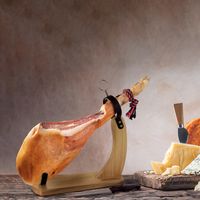 Support jambon en bois avec couteau – Couleur marron et noir – Découpe précise pour jambon – Idéal pour professionnels – Totally Addict