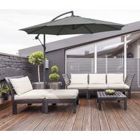 Parasol d'extérieur décentré 3 x 2,5 m avec manivelle. Structure en acier et polyester anti-UV. Gris.