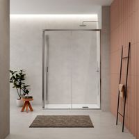 Box Doccia 80x120 cm Fisso + Scorrevole Vetro Trasparente e Profilo Cromo - Escape
