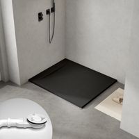 WITEN&NOCK SMC Duschtasse Superflach Rutschfest Duschwanne mit Ablaufgarnitur schwarz 120x100 cm