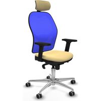 Jorquera sincro malla azul similpiel crema brazos 2D base aluminio cabecero 2D ruedas 65mm engomada