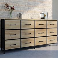 Baúl de tela de 12 cajones UTAH 140 cm mueble de almacenamiento de diseño industrial