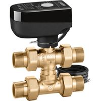 Valvola di zona a sfera a tre vie motorizzata con tee di by-pass telescopico 1/2", tensione 24V Caleffi 644444 1/2”
