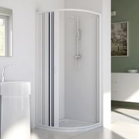 Box Doccia Giove in PVC Semicircolare Angolare 2 Lati Apertura Scorrevole Laterale a Soffietto Anta Unica 70 x 90 x h 185 cm (Raggio 38cm)