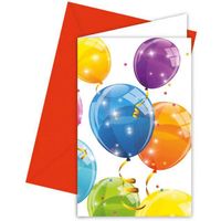 Invitaciones con globos brillantes (6 unidades).