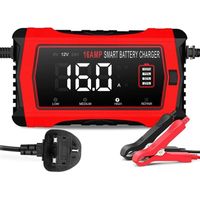 Enowelir Chargeur de batterie de 16 A, chargeur de batterie au lithium LiFePO4 12 V 24 V pour voiture, camion, tondeuse à gazon, bateau