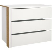 Commode Boulogne, 3 tiroirs, ouverture coulissante, 55.1x87x69.5h cm blanc